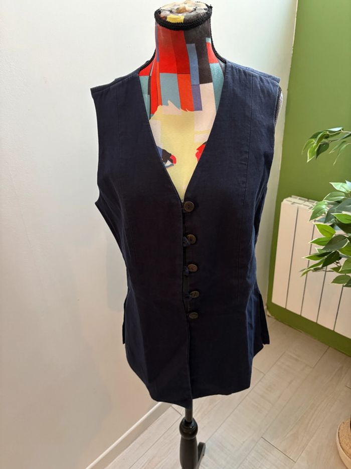 Haut sans manches en lin indies couleur bleu marine Taille 40