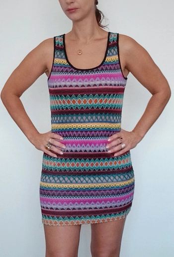 Mini robe broderies crochet multicolore taille 38