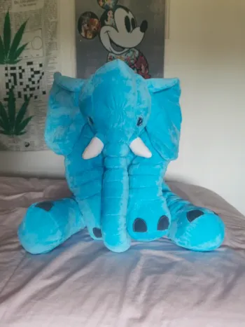 peluche éléphant bleu 60cm