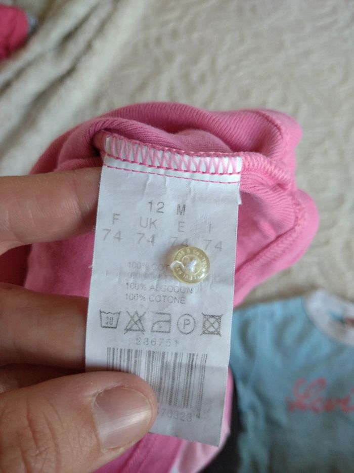 Lot de 2 tee shirt chemise manches courtes Fille 12 mois Levi Strauss signature 100% coton - photo numéro 8