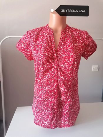 Blouse rouge fleuri 38 Yessica