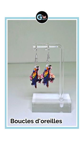 🦚Boucle d'oreilles perroquet