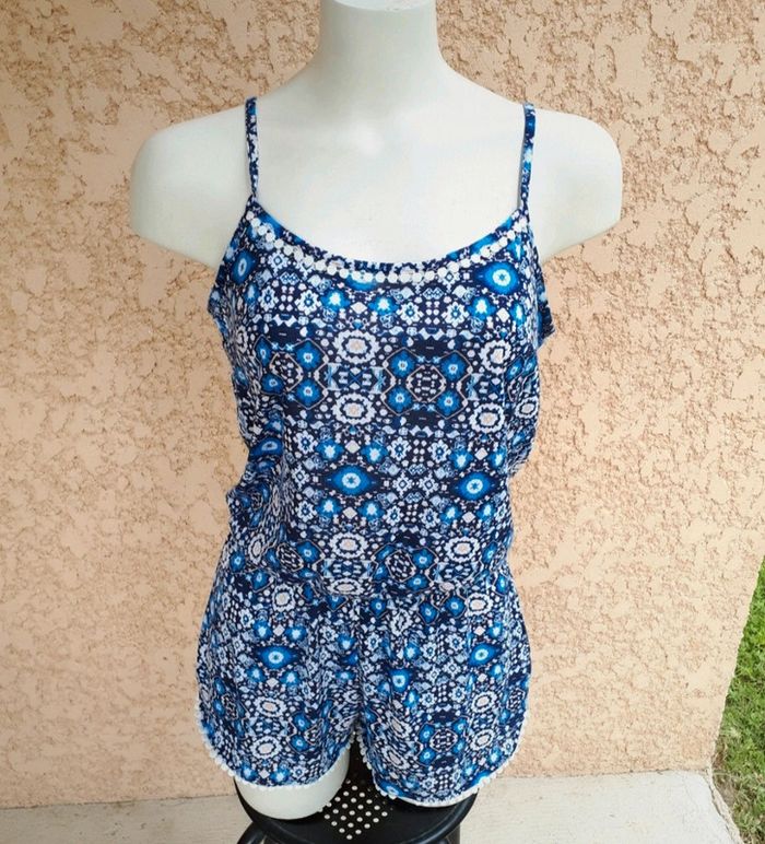 Combinaison short imprimé bleu et blanc 36 primark