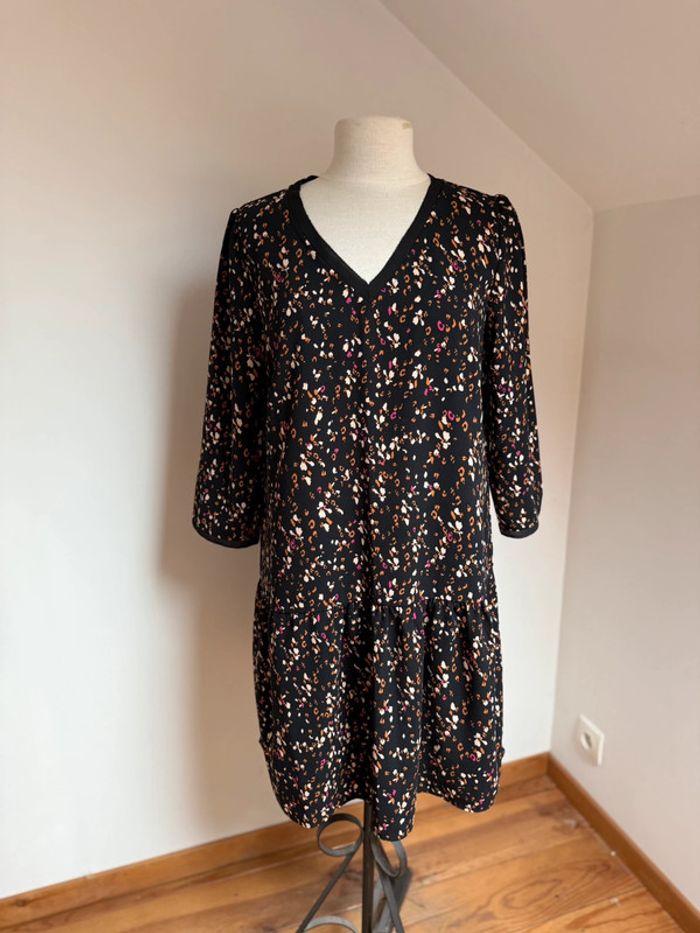 Superbe robe noire et imprimée fluide neuve Promod 🌸 L 40 42