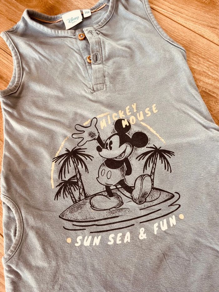Taille 2 ans salopette d’été barboteuse garçon Disney bleue et orange * Mickey * 💙 - photo numéro 2