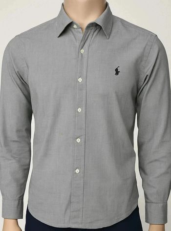 Chemise Ralph Lauren grise à motif micro-carreaux – Élégance intemporelle
