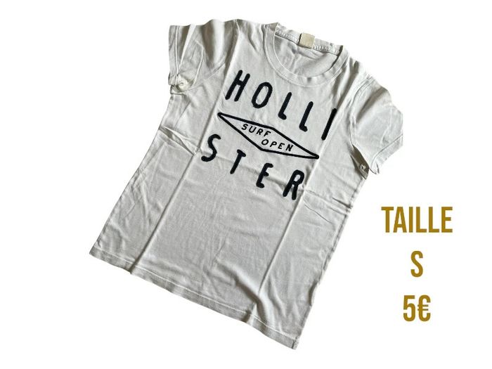 T-shirt blanc Hollister taille S