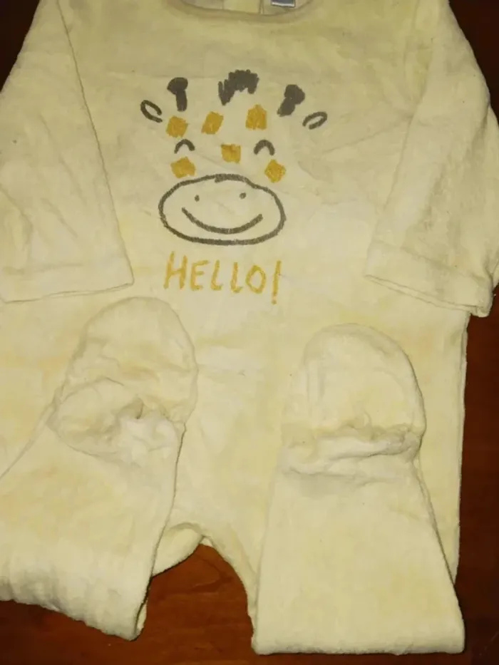 Pyjama velours girafe 6 mois tex baby