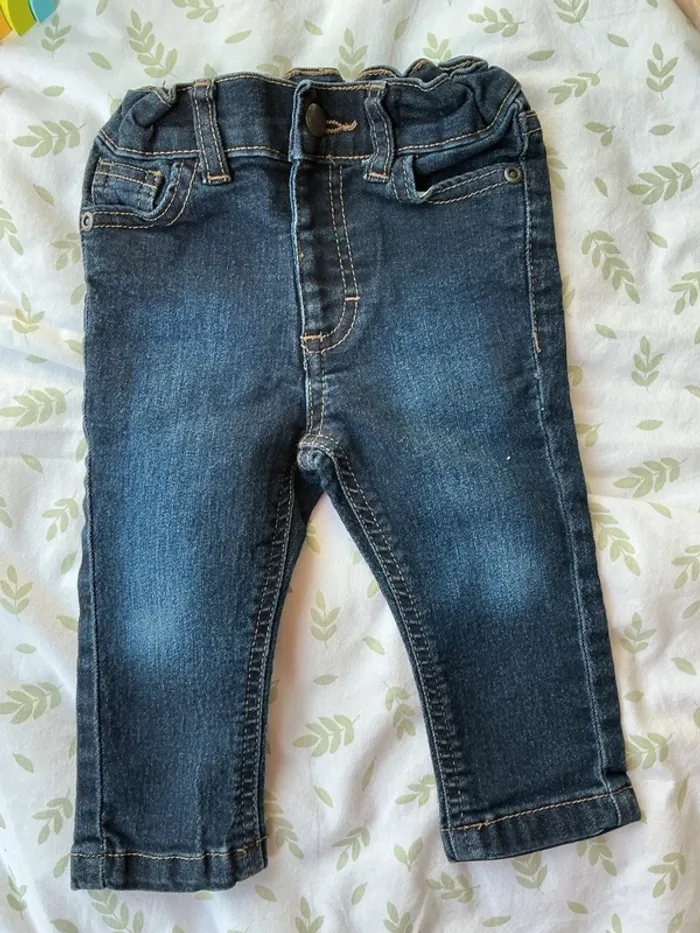 jean slim bleu taille réglable boite à malice 12 mois - photo numéro 3