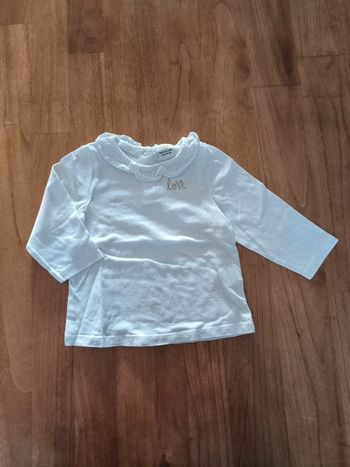 T-shirt blanc manches longues 12mois