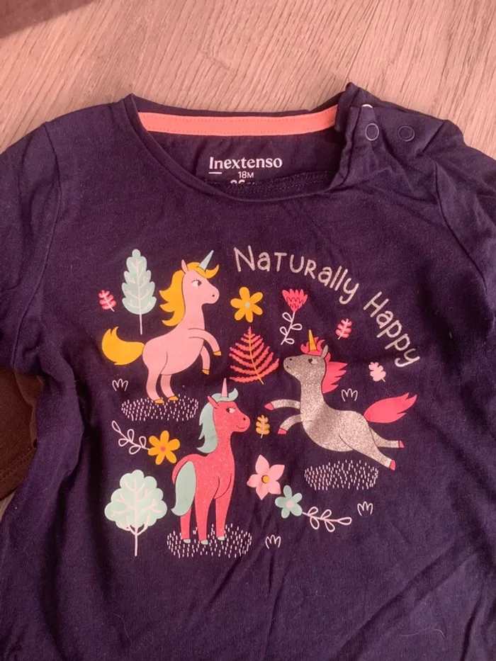 Lot de 2 t-shirts manches longues fille 12/18 mois - photo numéro 2