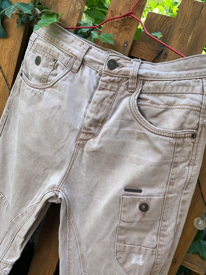 Pantalon cargo beige claire - taille 28/32 clockhouse - photo numéro 3