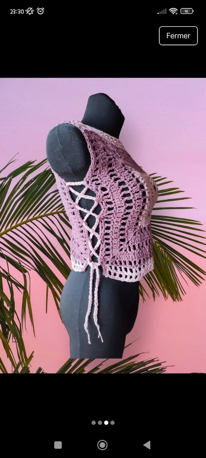 Debardeur/top granny Handmade - photo numéro 3