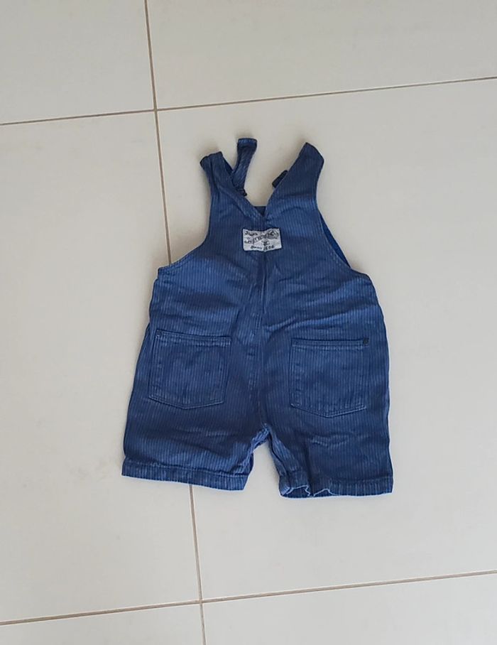 Ensemble Salopette t-shirt bleu 6 mois - photo numéro 2