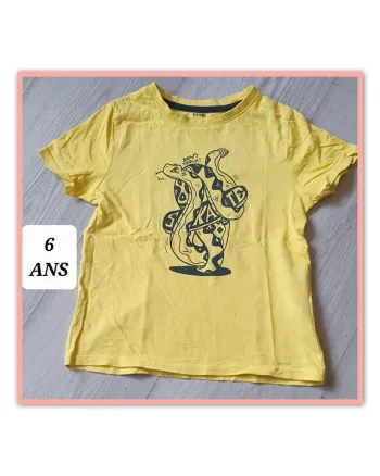 Maillot t-shirt manches courtes 6ans garçon jaune