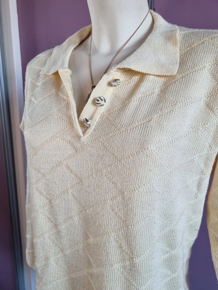 Pull jaune pâle vintage - photo numéro 4