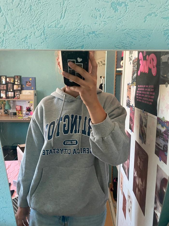 sweat shirt a capuche gris