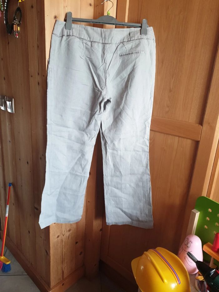 Pantalon gris lin - taille 42 - marque Promod - photo numéro 5