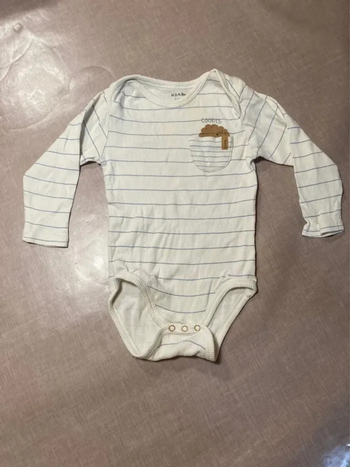 Body bébé Kiabi rayé 18 mois – motif cookie 🍪