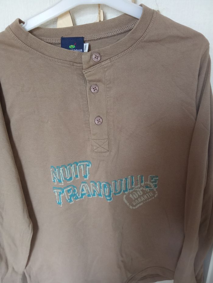 Pull manches longues garçon sergent major 8 ans marron motif, écriture, mi saison automne - photo numéro 2
