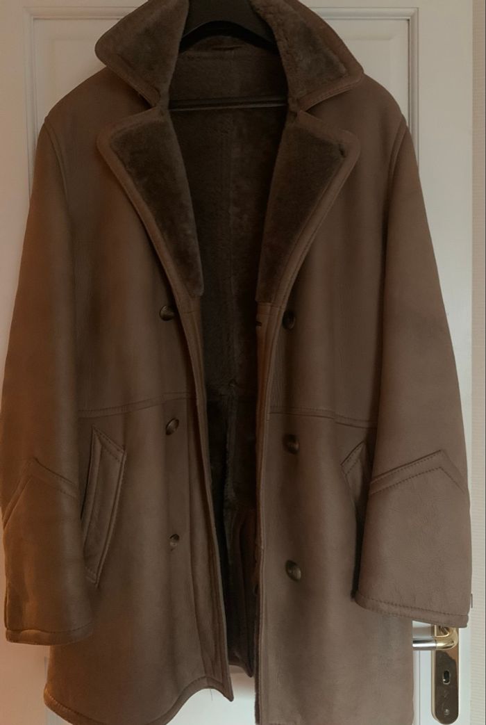 Manteau Homme façon peau lainée taupe