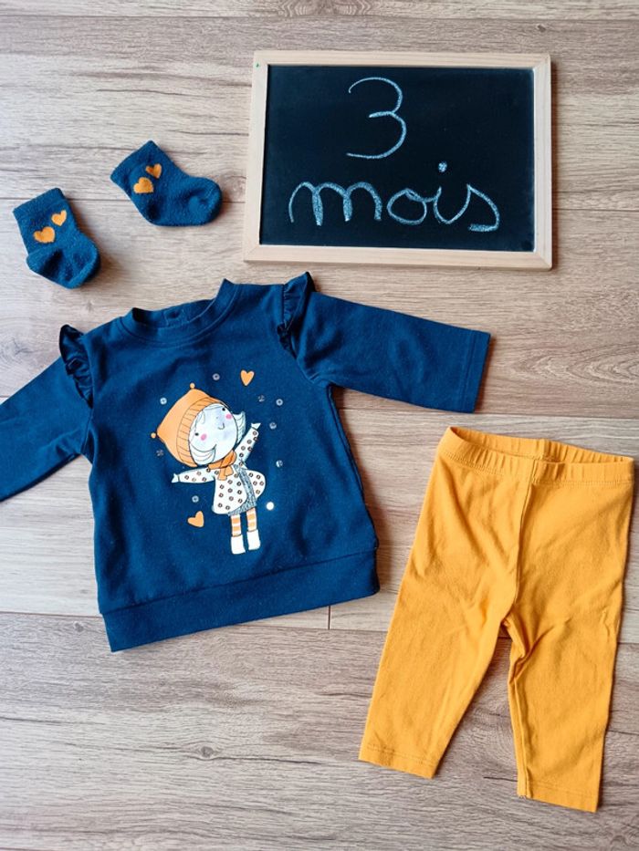 Ensemble jaune et marine fille