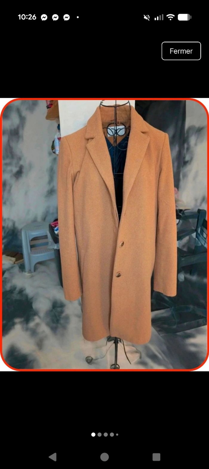 Superbe Manteau Droit Camel de la marque VILA Clothes - photo numéro 1