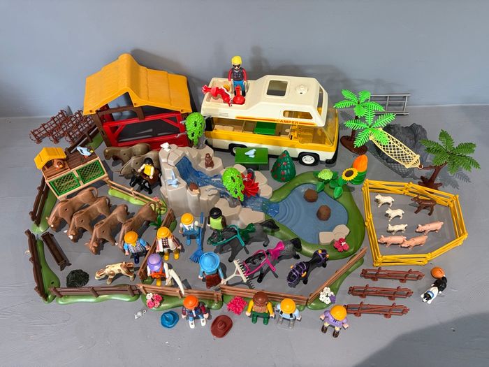 Playmobil Jardin Jardinage Animaux ferme campagne Lot XXL Abris cages Cascade van - photo numéro 3