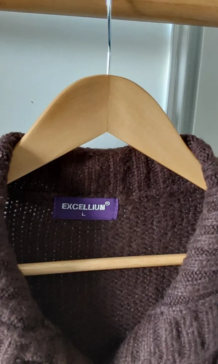 Veste sans manche mohair acrylique mi saison marron T 40 Avec ceinture - photo numéro 9