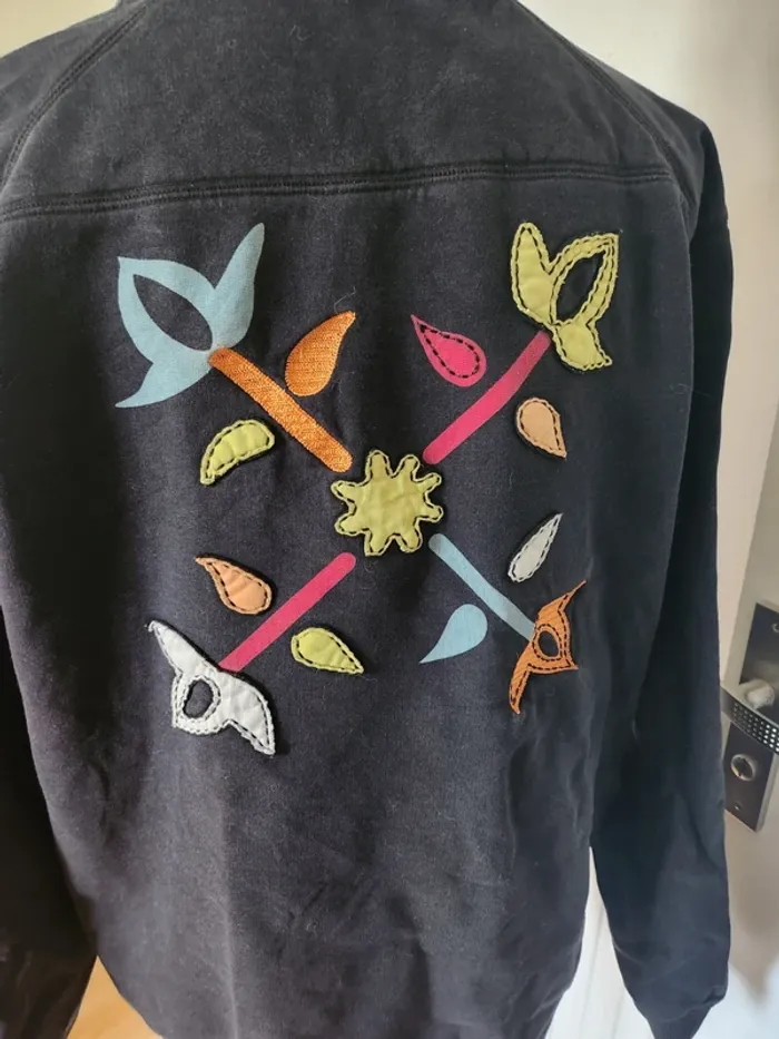 Veste Oxbow noire zippée L – Artworks, dos brodé original - photo numéro 4