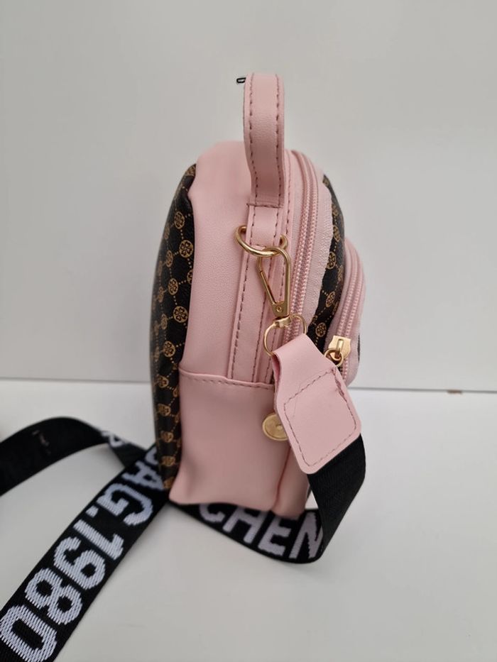 Sac Bandoulière Rose Marron Avec Bijou Sac Et Porte Monnaie - photo numéro 12