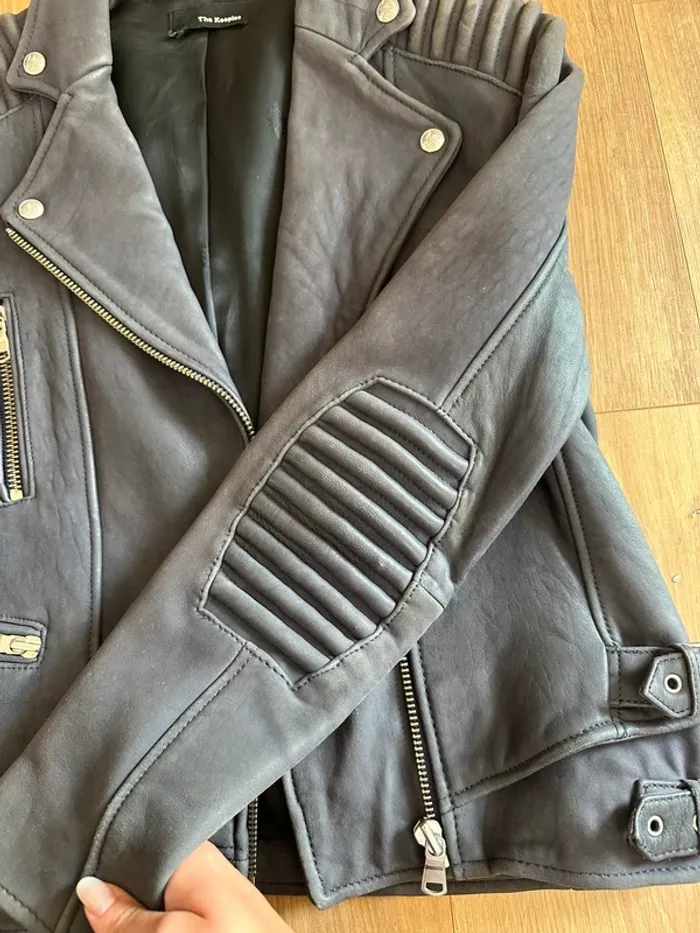 Perfecto The Kooples gris bleu taille 40 en daim - photo numéro 7