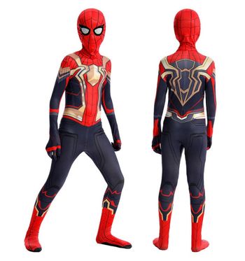 Déguisement combinaison spiderman noir et rouge + cagoule 6-7ans