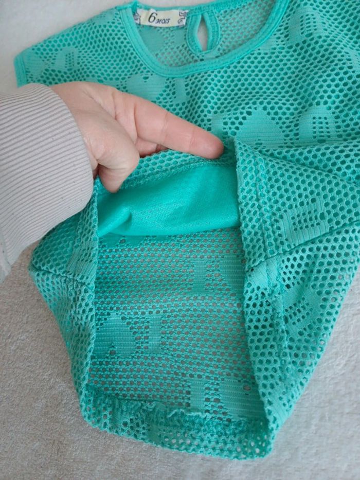 T-shirt vert menthe 6 mois - photo numéro 3