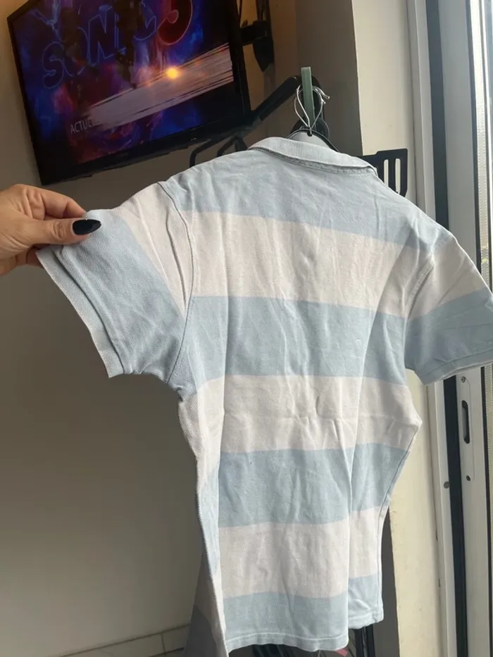Polo bleu ciel blanc - photo numéro 3