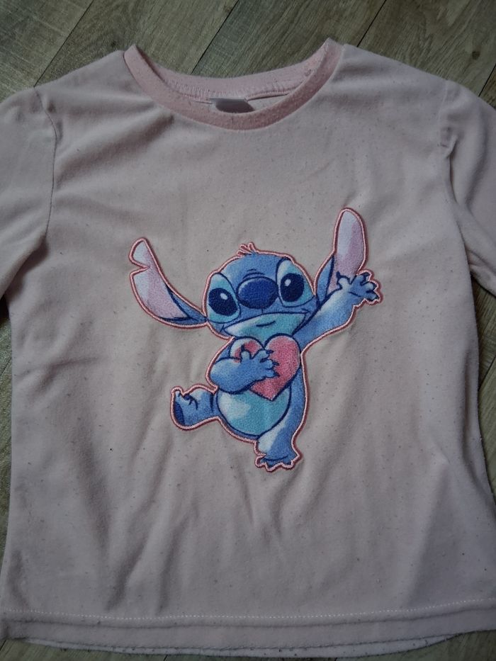 Pyjama fille en velours rose clair stitch 5-6 ans - photo numéro 4