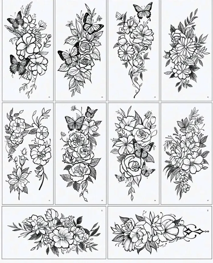 Lot de 10 tatouages éphémères Longue Tenue Tendance - photo numéro 2