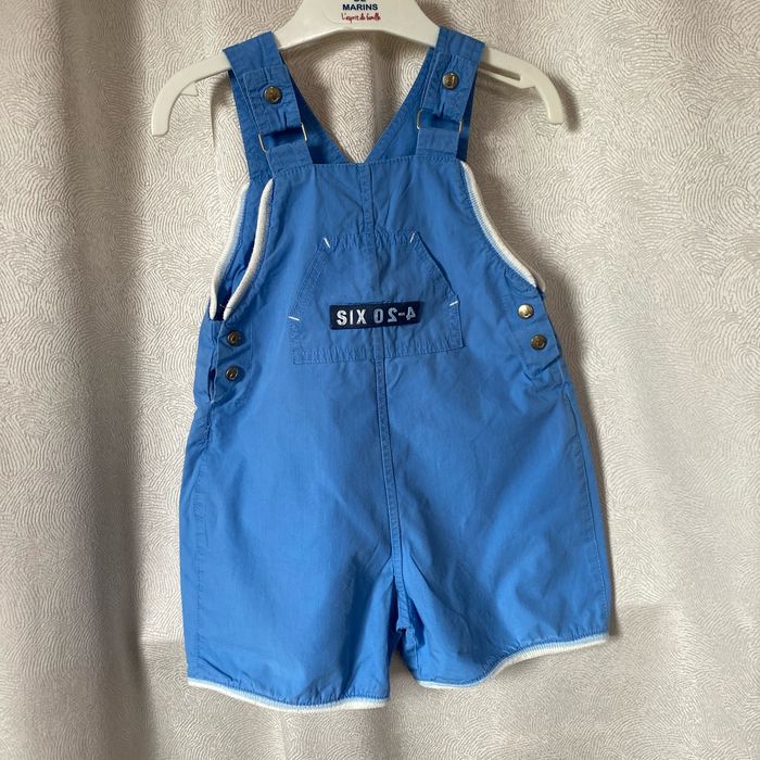 Salopette short bleu et blanc 23 mois DPAM - photo numéro 2