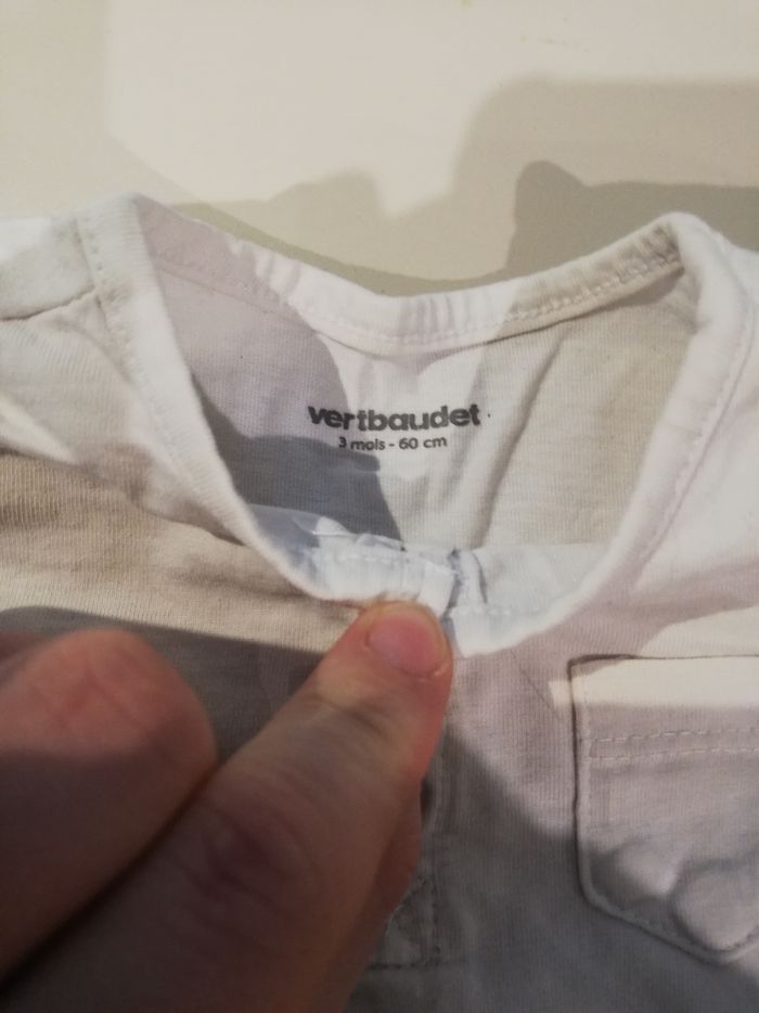 Tee shirt manche longue garçon blanc vertbaudet 3 mois - photo numéro 2