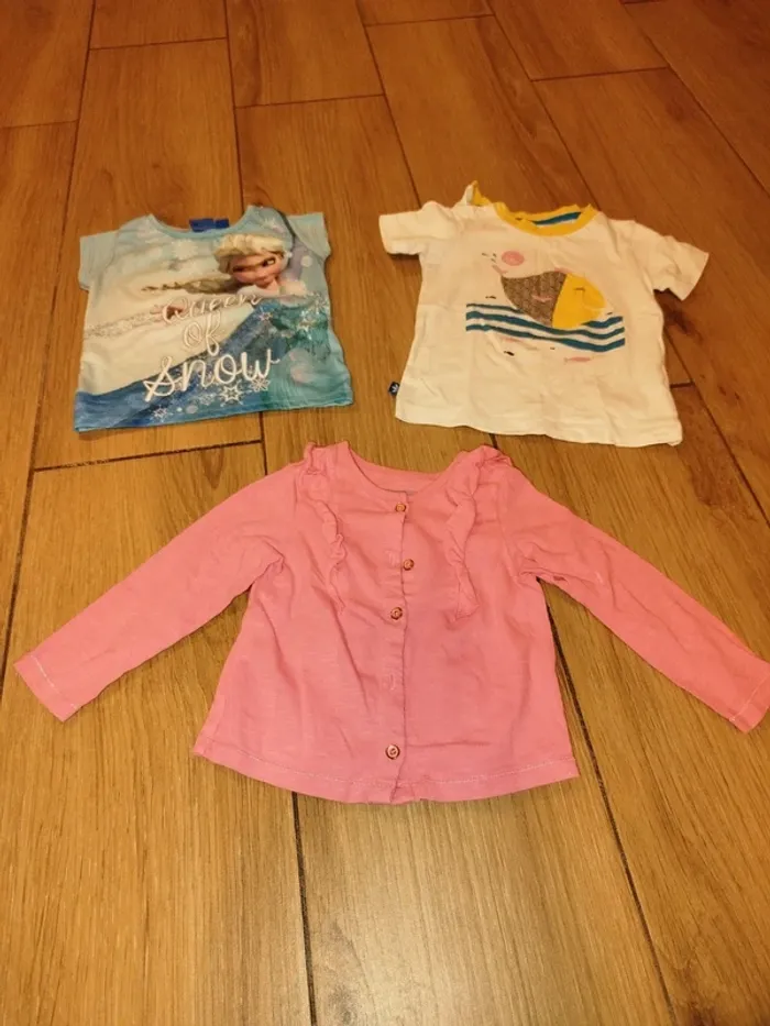 Lot de 2 t-shirts + 1 gilet bébé fille 18 mois