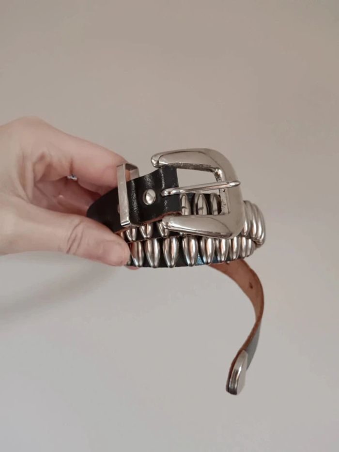 Ceinture grise empiècements argentés - photo numéro 2