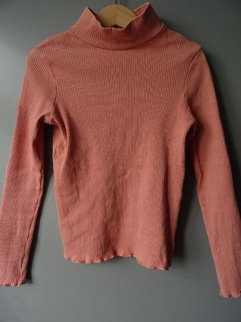 T-shirt col montant rose saumon