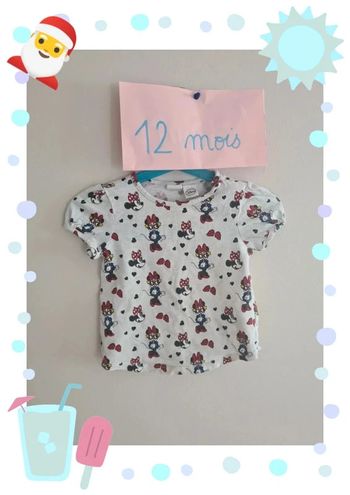 Tee shirt minnie h&m taille 9 12 mois bébé fille