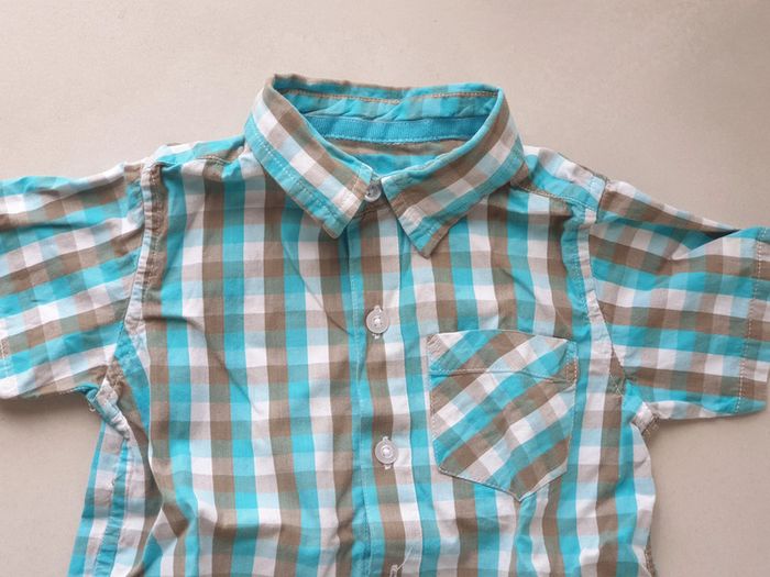 1 chemise manche courte bleu 4 ans marque meme pas peur - photo numéro 3