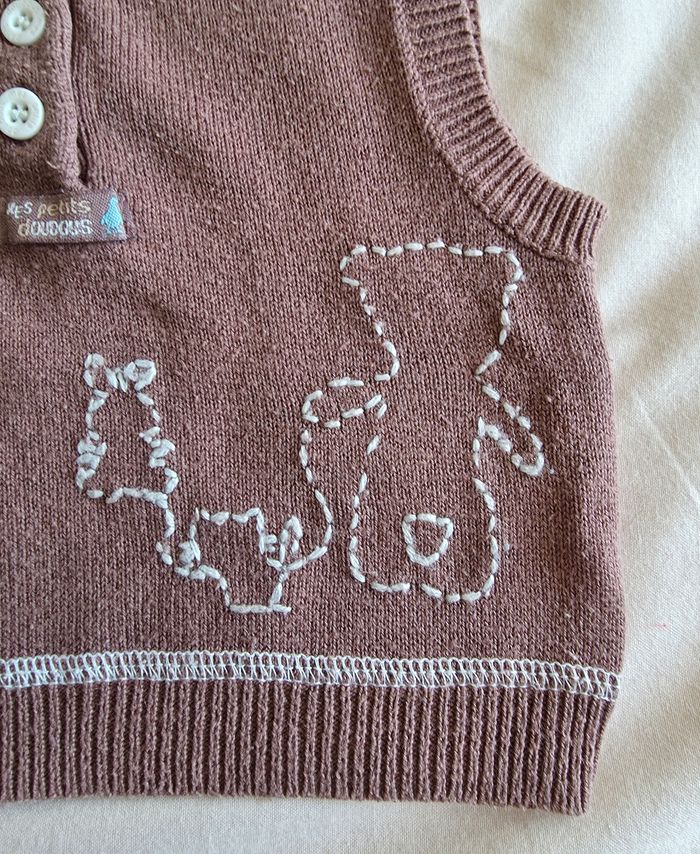 Mes Petits Doudous Débardeur Tricot Marron Très Bon État 0M 50cm - photo numéro 3