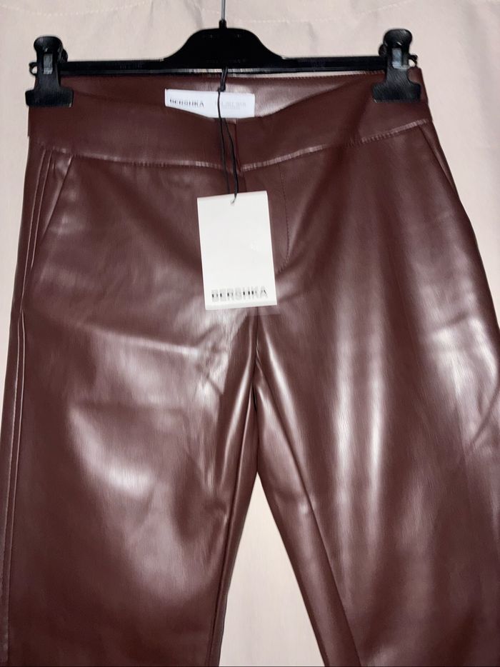 Pantalon marron similicuir Bershka S - photo numéro 2