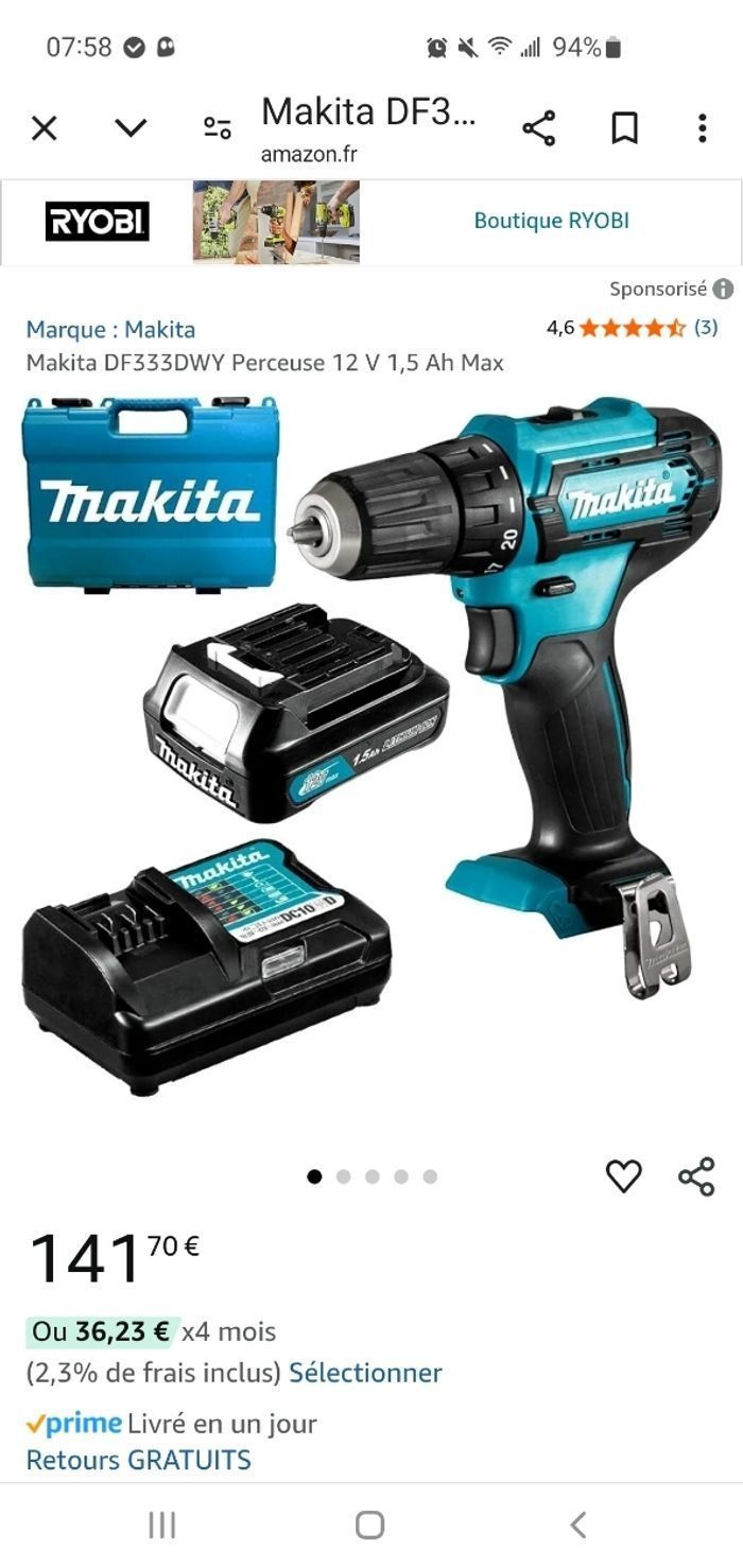 Perceuse Visseuse sans Fil MAKITA DF333DWY. - photo numéro 3