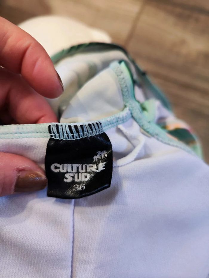 Maillot de bain une pièce vert avec fleurs et feuillage Taille 36 Culture Sud - photo numéro 3