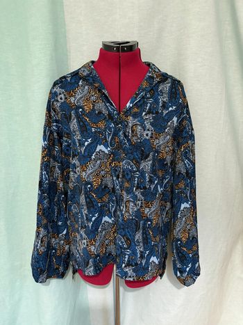 Chemise fluide vintage motif paisley dans les tons bleus 44/46