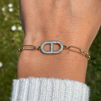 Bracelet doré avec des strass en acier inoxydable hypoallergénique (acier chirurgical)